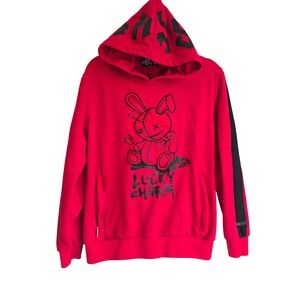 BKYS Mens‎ Lucky Charm Red Voodoo Bunny Graphic Hoodie Sweatshirt Medium